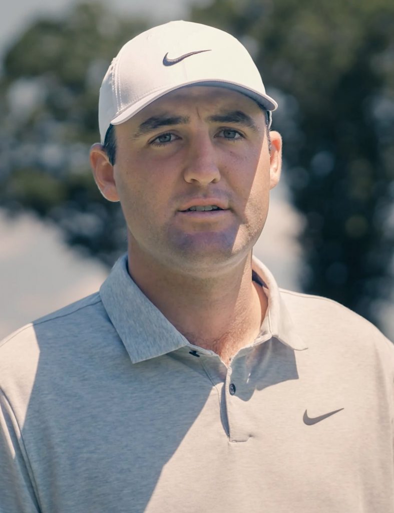 Portrait of golfer Scottie Scheffler in 2023